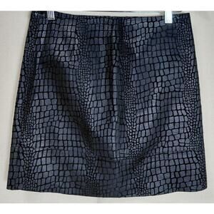 MAXSTUDIO.COM Max Studio Black Croc Print Skirt Polyester Blend Lined Size 4